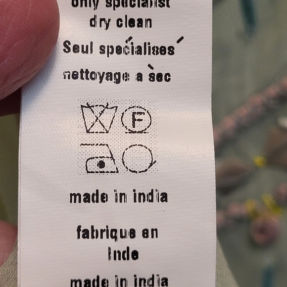 Blank London Pale Green and Yellow Sheer Embroidered Peasant Blouse - Size XS - Picture 10 of 11